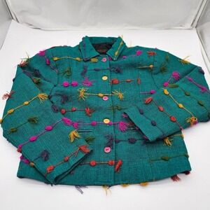 Kindred Spirit Women's Woven Colorful Fringe Short Jacket Size Medium